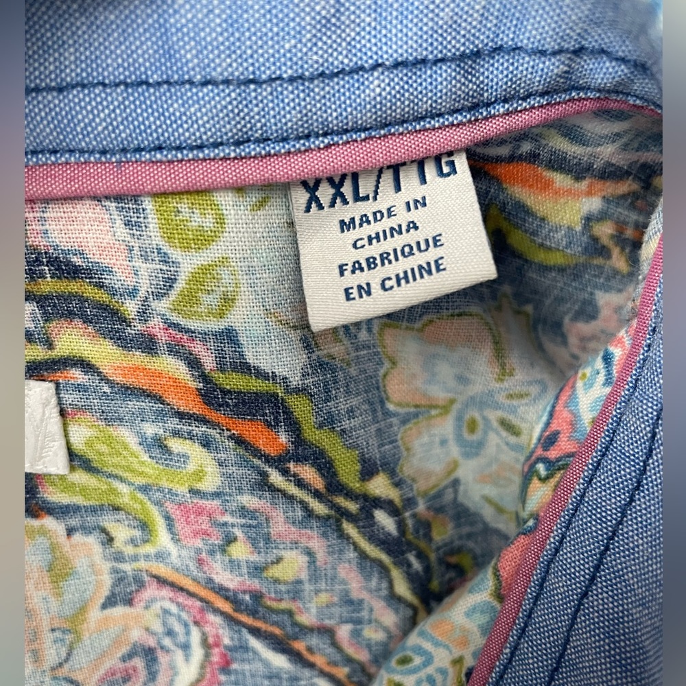 Tommy Bahama Men's Paisley Button-Down Shirt in Blue, Green, Orange - Picture 3 of 8